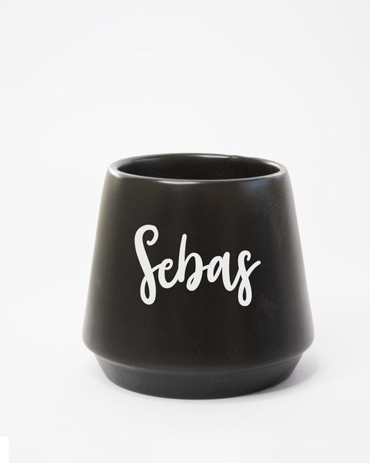 Jarro negro doble fondo sin asa J003