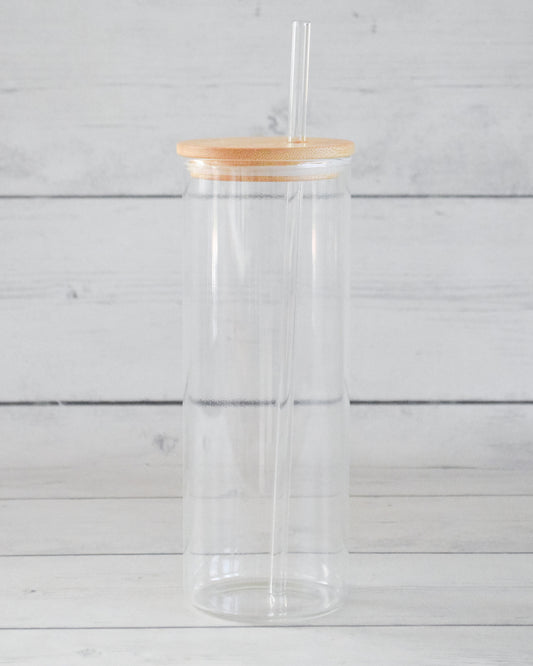 Vaso alto con tapa de bambú permanente