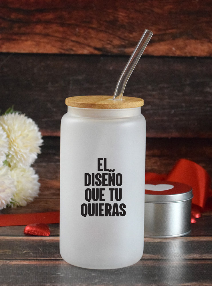 Vaso ahumado con tapa de bambu G108