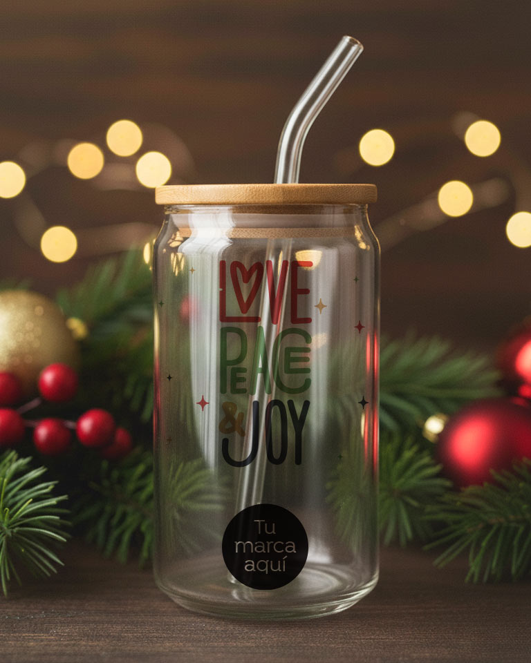 Vaso de Vidrio con tapa de bambú G112-C